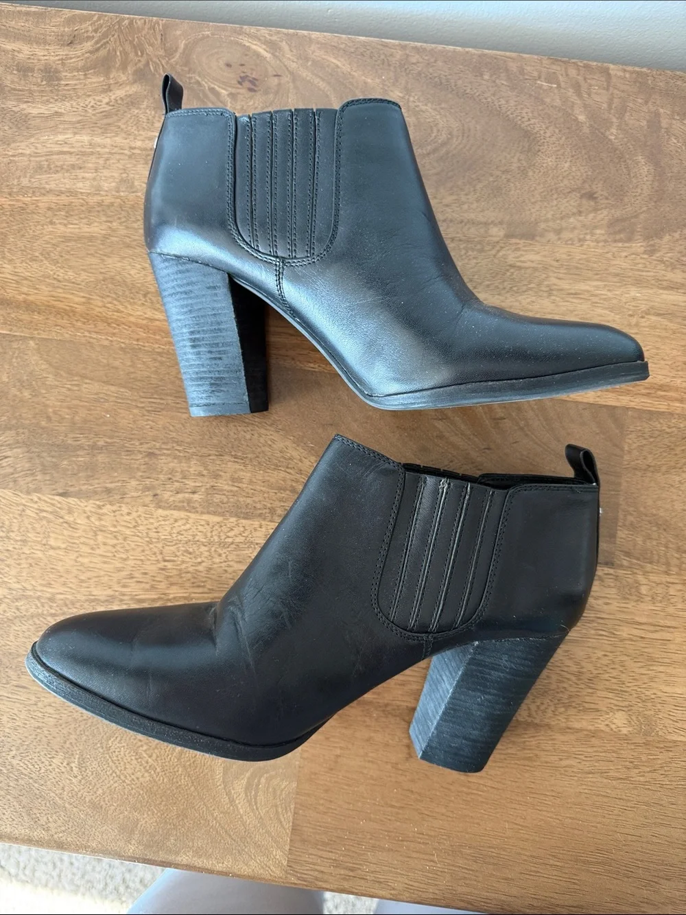 Michael Kors Black Leather Ankle Booties with Side Elastic